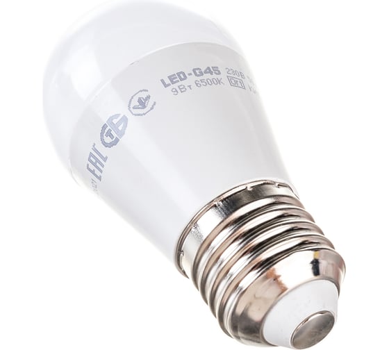 Лампа IEK LED, G45, шар, 9вт, 230В, 6500К, E27 LLE-G45-9-230-65-E27 16459910