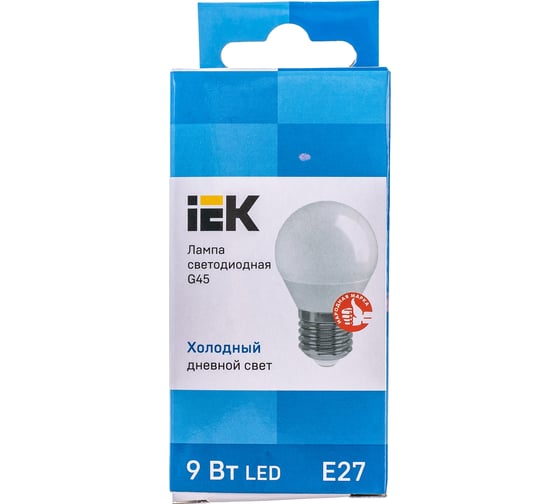 Лампа IEK LED, G45, шар, 9вт, 230В, 6500К, E27 LLE-G45-9-230-65-E27