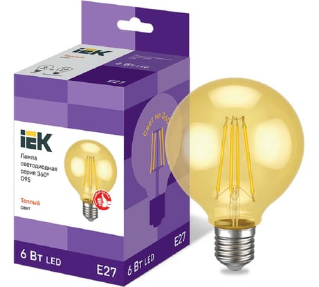 Лампа IEK серия 360, LED, G45, шар, золото, 6вт, 230В, 2700К, E27 LLF-G95-6-230-30-E27-CLG