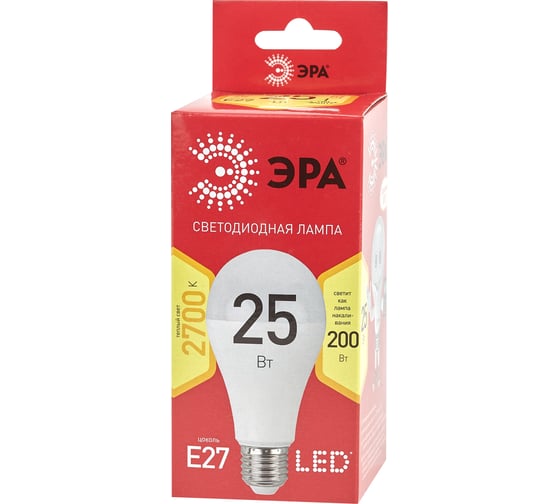 Светодиодная лампа ЭРА LED A65-25W-827-E27 R, груша, 25 Вт, теплая, E27, 10/100/1200 Б0048009