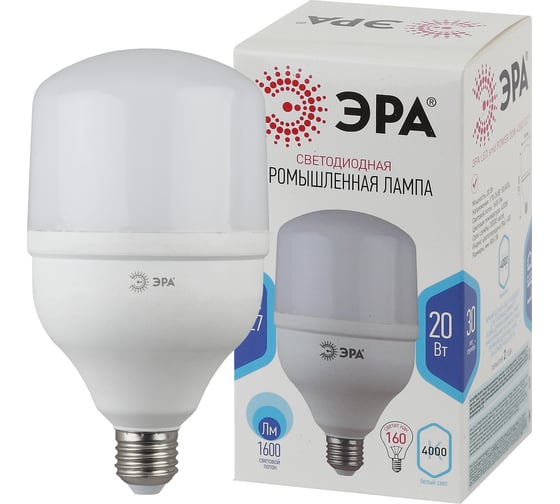 Светодиодная лампа ЭРА LED POWER T80-20W-6500-E27 колокол, 20 Вт, холодная, E27, 40/800 40/1280 Б0049588