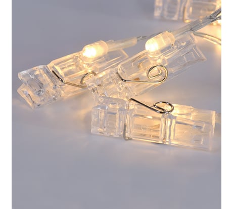 Электрогирлянда VEGAS Прищепки, 20 теплых LED ламп, с пультом, 55117