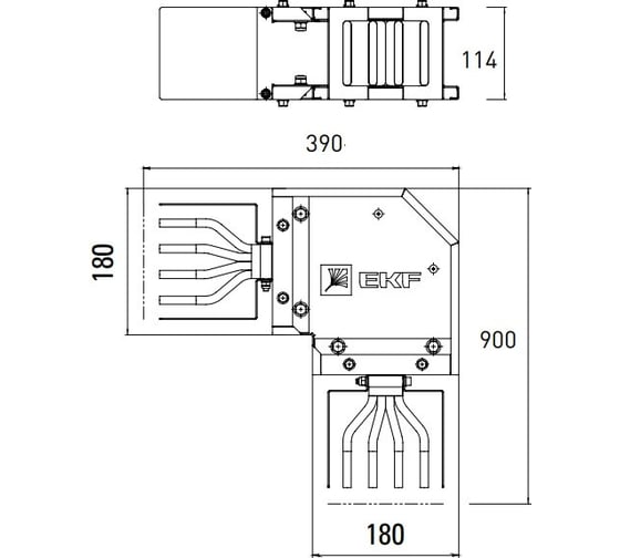 Угловая горизонтальная секция EKF с нестандартным плечом 1000А IP55 AL 3L+N+PE HPA10EH45S
