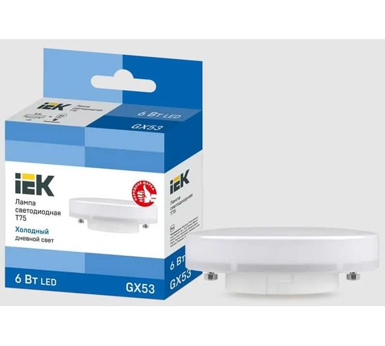 Лампа IEK LED T75 таблетка 6вт 230В 6500К GX53 LLE-T80-6-230-65-GX53