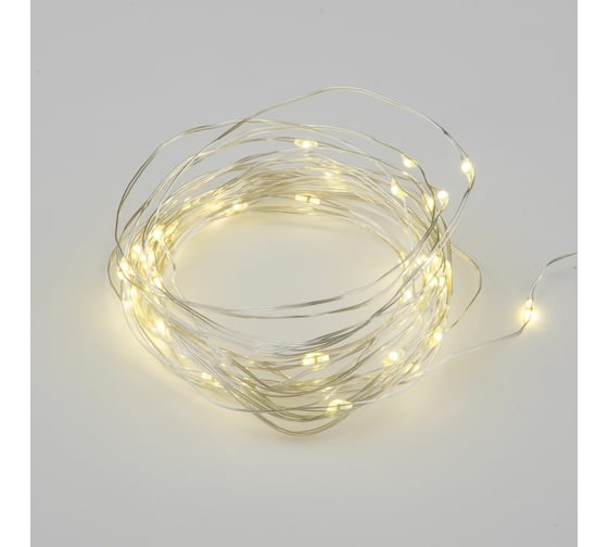 Светодиодная гирлянда Uniel ULD-S1000-100/SCB/3AA WARM WHITE IP20 DEW, UL-00005482
