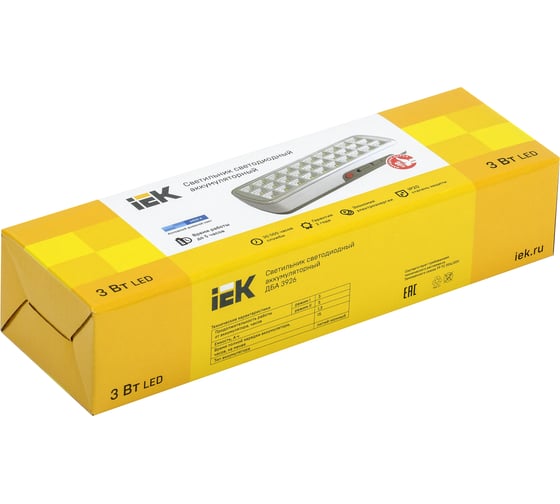 Светильник IEK ДБА 3926, 3вт, аккумулятор, 3 часа LDBA0-3926-30-K01