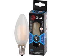 Филаментная лампа ЭРА FLED B359w840E14, frost, свеча, 9Вт, нейтральный, E14, 10/100/5000, матовая Б0046996