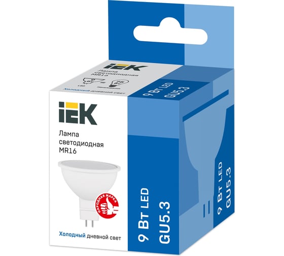 Лампа IEK LED MR16 софит 9вт 230В 6500К GU5.3 LLE-MR16-9-230-65-GU5