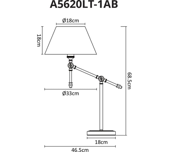 Настольная лампа Arte Lamp ORLANDO A5620LT-1AB