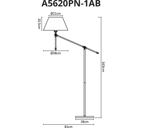 Торшер Arte Lamp ORLANDO A5620PN-1AB