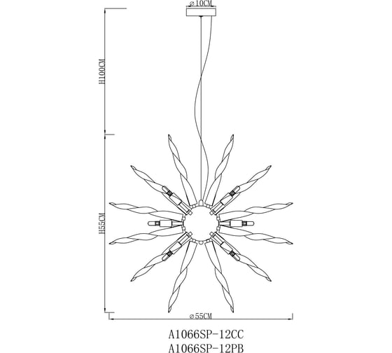 Подвесная люстра ARTE LAMP BELLA A1066SP-12PB
