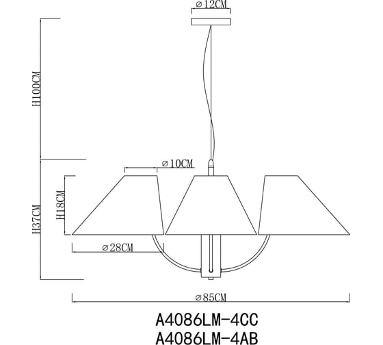 Подвесная люстра ARTE LAMP RONDO A4086LM-4CC