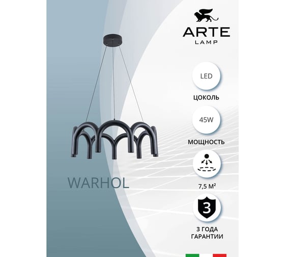 Подвесная люстра ARTE LAMP WARHOL A3258LM-45BK