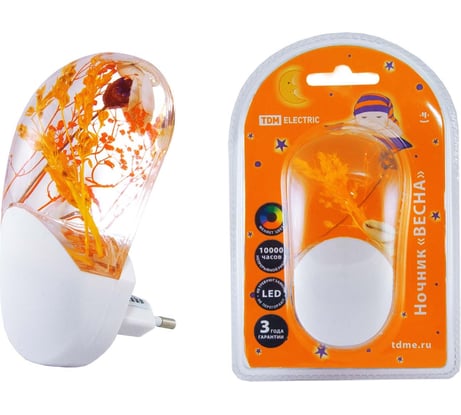 Светодиодный ночник TDM ELECTRIC Весна, с датчиком света, 1Вт, 220 В SQ0357-0001