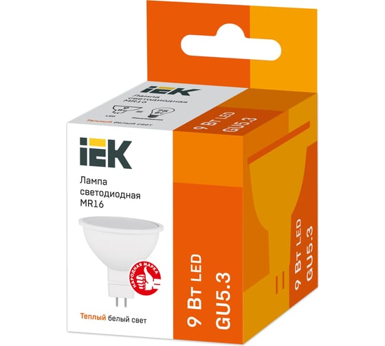 Лампа IEK LED MR16 софит 9вт 230В 3000К GU5.3 LLE-MR16-9-230-30-GU5