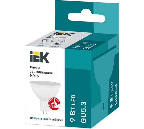 Лампа IEK LED MR16 софит 9вт 230В 4000К GU5.3 LLE-MR16-9-230-40-GU5