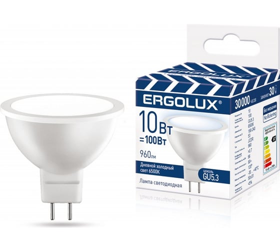 Лампа светодиодная Ergolux LED-JCDR-10W-GU5.3-6K JCDR 10Вт GU5.3 6500K 180-240В ПРОМО15563