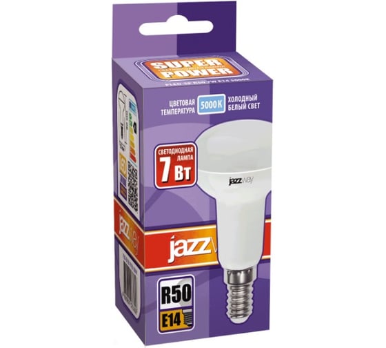 Светодиодная лампа Jazzway PLED-SP 7Вт R50 5000К холодный белый E14 540лм 230В/50Гц 1033635