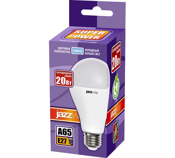 Светодиодная лампа Jazzway PLED-SP 20Вт A65 5000К холодный белый E27 1800лм 230В/50Гц 5009462A