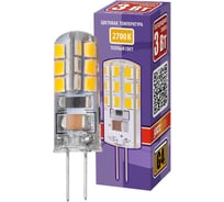 Светодиодная лампа Jazzway PLED-G4 3Вт капсульная 2700К теплый белый G4 200лм 220-230В силикон, d11х38мм 1032041