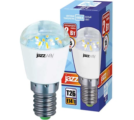 Светодиодная лампа Jazzway PLED-T26 2Вт шар 4000К нейтральный белый E14 150лм 230В/50Гц для холодильников/картин/зеркал CLEAR REFR 1007667