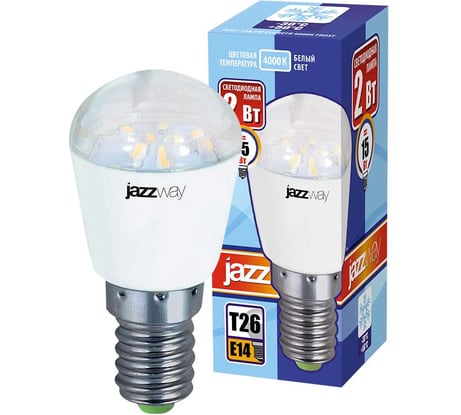 Светодиодная лампа Jazzway PLED-T26 2Вт шар 4000К нейтральный белый E14 150лм 230В/50Гц для холодильников/картин/зеркал FROST REFR 1007674