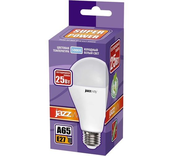 Светодиодная лампа Jazzway PLED-SP 25Вт A65 5000К холодный белый E27 2100лм 230В/50Гц 5018082A
