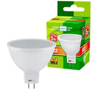Светодиодная лампа Jazzway PLED-ECO 5Вт JCDR MR16 рефлектор матовая 4000К нейтральный белый GU5.3 400лм 230В/50Гц 1037107A