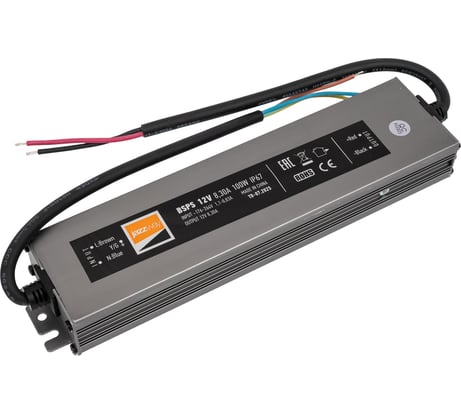 Блок питания для светодиодной ленты Jazzway 100Вт 8.3А 12В IP67 BSPS влагозащитный 3329280A