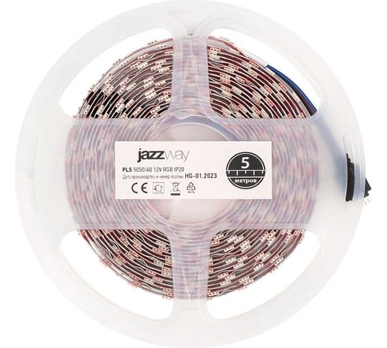 Светодиодная лента Jazzway PLS 5050/60-12В 14.4Вт/м RGB разноцветный IP20 (упаковка 5м) 1001955