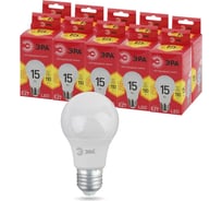 Набор лампочек ЭРА RED LINE LED A6015W827E27 R светодиодные (EC) E27, 15 Вт, груша, теплый белый, 10 штук Б0056565