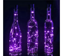 Гирлянда для дома Серпантин на батарейках 1 м, 10 ламп, LED, 1 режим, IP-20 (с пробкой для бутылки), Фиолетовый 183-0188