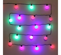 Гирлянда для дома Серпантин 3м, 20 ламп, LED, с насадками ШАР d-3,5 см, черный провод, авторежим, IP-20, RG/RB 183-629