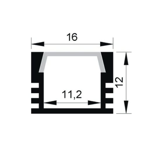 Профиль Jazzway PAL 1612 накладной, 2м, анодированный 1009647