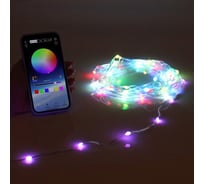 Гирлянда для дома Серпантин НИТЬ-SMART 10 м, 100 ламп, LED, прозрачный провод, более 200 режимов, управление с телефона, IP-40, RGB (USB) 183-0233