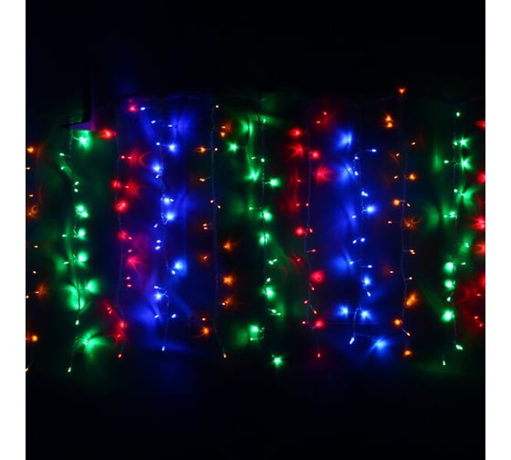 Гирлянда для улицы Серпантин ЗАНАВЕС ш3* в2,5м 480 ламп LED, прозрачный провод, 8 режимов, IP-54, Мультицвет (возможность соединения) 183-256