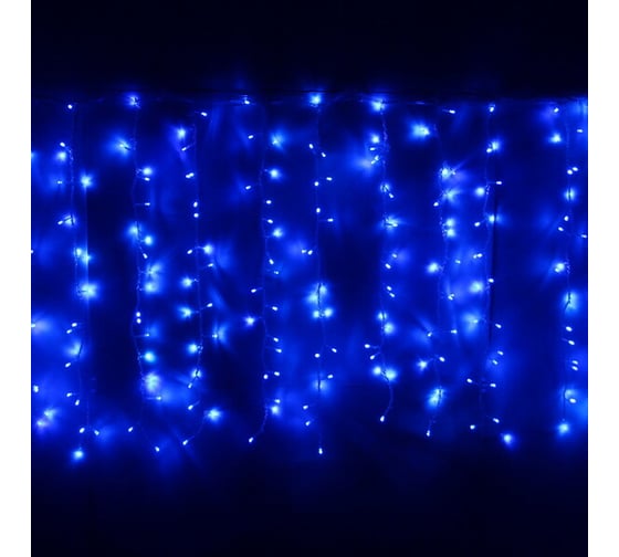 Гирлянда для улицы Серпантин ЗАНАВЕС ш3* в2,5м 480 ламп LED, прозрачный провод, 8 режимов, IP-54, Синий (возможность соединения) 183-142