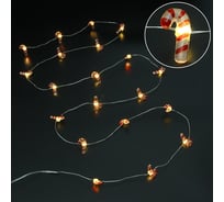 Гирлянда для дома Серпантин "Карамелька" (3*1,9см) на батарейках 2,0 м 20 ламп LED, 1 режим, IP-20, Теплый белый (батарейки CR2032) 183-0403