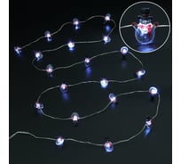 Гирлянда для дома Серпантин "Снеговичок" (3*2,2см) на батарейках 2,0 м 20 ламп LED, 1 режим, IP-20, Белый (батарейки CR2032) 183-0405