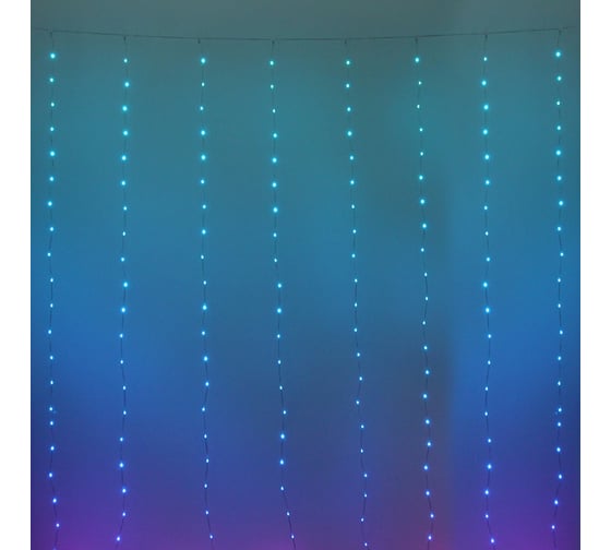 Гирлянда для дома Серпантин ЗАНАВЕС ш3м* в3м 300 ламп LED, прозрачный провод, более 200 режимов, IP-44 (управление с пульта д/у и с телефона). Мультицвет 725-967