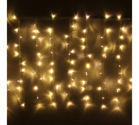 Гирлянда для улицы Серпантин ЗАНАВЕС "Мерцание" ш2* в1,5 м 320 ламп LED, прозрачный провод, 1 режим, IP-54, Теплый белый (возможность соединения) 183-804 1