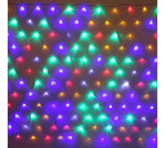 Гирлянда для улицы Серпантин СЕТКА "Мерцание" ш2,0* в1,5 м 192 ламп LED, прозрачный провод, 1 режим,IP-54, Мультицвет (возможность соединения) 183-021