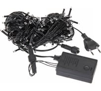 Гирлянда для улицы Серпантин 15м 180 ламп LED чёрный провод, 8 режимов IP-54, Синий (возможность соединения) 183-128