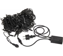 Гирлянда для улицы Серпантин 25м 300 ламп LED чёрный провод, 8 режимов IP-54, Теплый белый (возможность соединения) 725-560