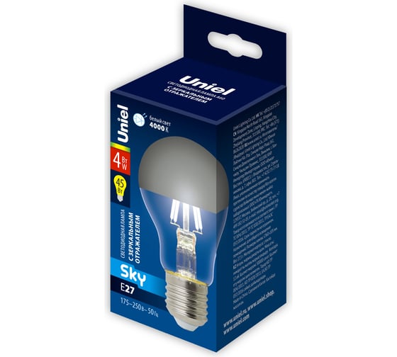Лампа Uniel LED-A60-4W/4000K/E27/CL MIRROR/CHROME PLS02WH UL-00011796