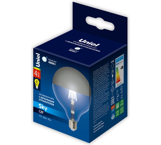 Лампа Uniel LED-G125-4W/4000K/E27/CL MIRROR/CHROME PLS02WH UL-00011794