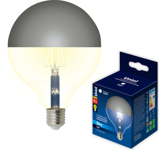 Лампа Uniel LED-G125-4W/4000K/E27/CL MIRROR/CHROME PLS02WH UL-00011794