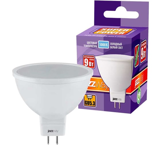 Светодиодная лампа Jazzway PLED-SP 9Вт JCDR MR16 5000К холодный белый GU5.3 720лм 230В/50Гц 2859785A
