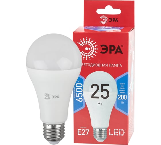 Светодиодная лампа ЭРА LED A65-25W-865-E27 R, груша, 25 Вт, холодный, E27 10/100/1200 Б0048011