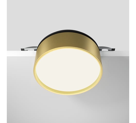 Встраиваемый светильник MAYTONI Onda LED 18W Черный и Матовое золото DL024-18W4K-BMG